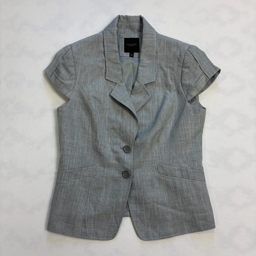 The Limited Short Sleeve Blazer Vest Women Size Medium Gray Business Casual